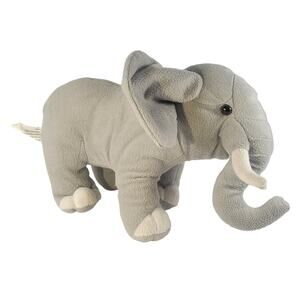 Gray Plush Elephant Toy 12" Soft Stuffed Animal Polyester Fiber Jungle Plushie